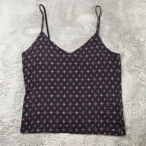 ⭐️SALE Aeropostale M/L Crop Top Black/Pink/Purple Pattern Stretchy Tank Top EUC